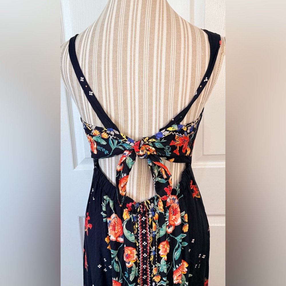 Angie Black Maxi Dress with Red & Green Floral Print - Picture 5 of 8